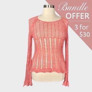 Maurices Sheer Open Weave Crochet Knit Sweater